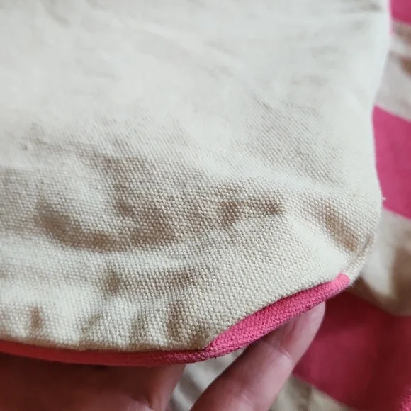 Beach Bag Pink and Cream Striped Tote Canvas Bag - Picture 8 of 8